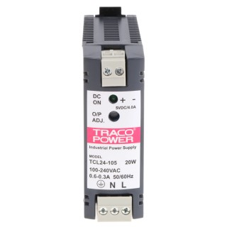 TRACOPOWER TCL Switched Mode DIN Rail Power Supply 1 Phase 85V AC/375V DC Input 5.25V DC 4A 20W TCL 024-105