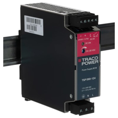 TRACOPOWER TSP Switched Mode DIN Rail Power Supply 1 Phase 264V AC Input 28V DC, 3.75A Output, 90W TSP 090-124