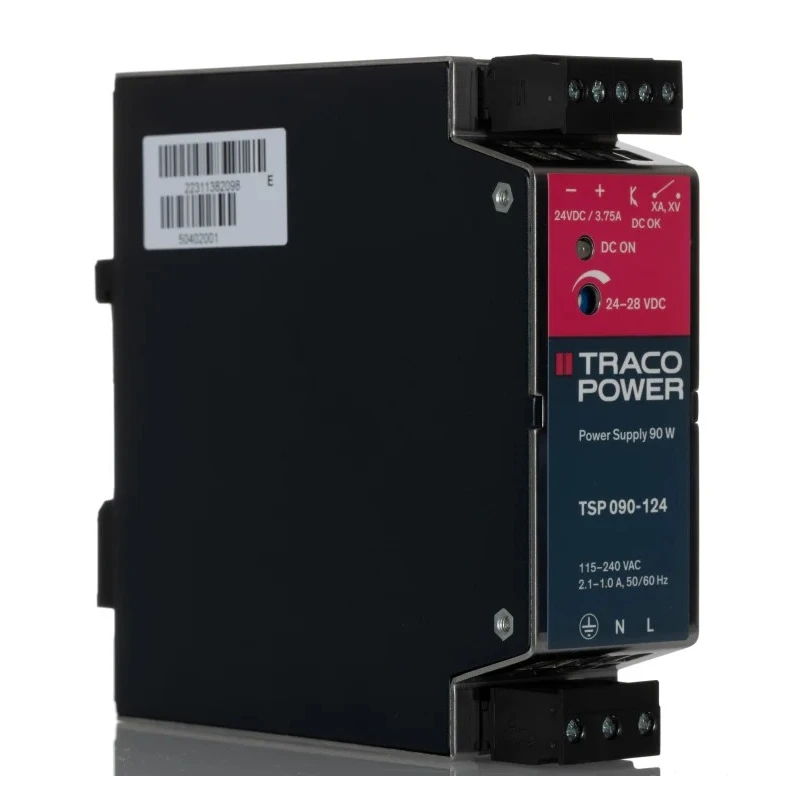 TRACOPOWER TSP Switched Mode DIN Rail Power Supply 1 Phase 264V AC Input 28V DC, 3.75A Output, 90W TSP 090-124