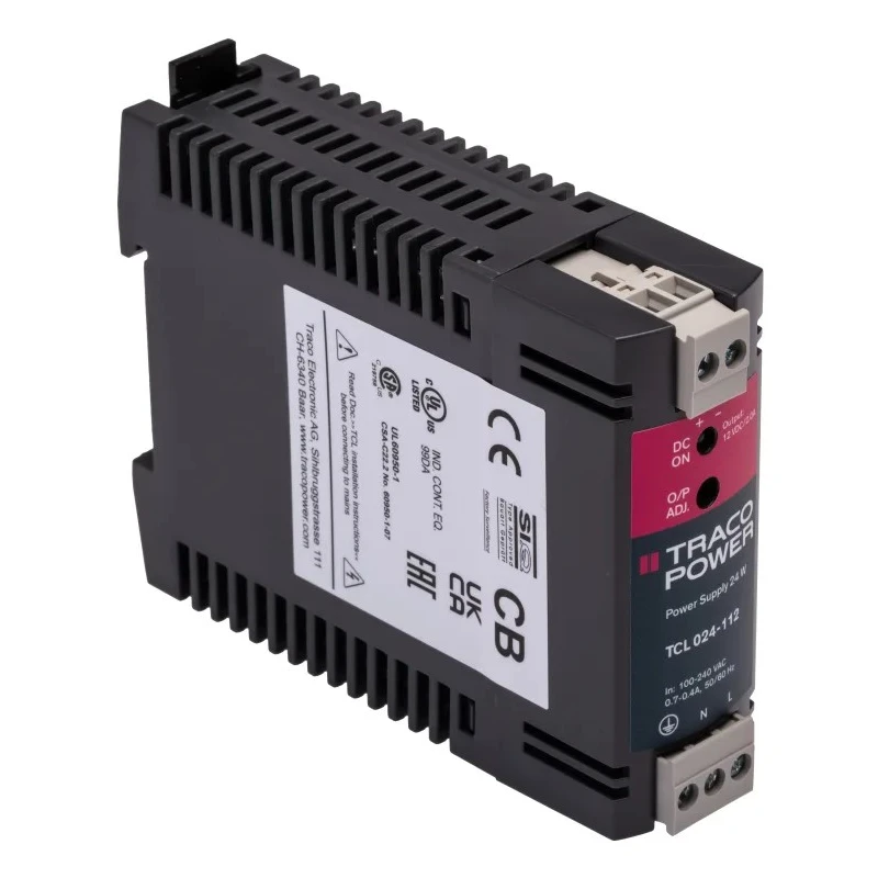 TRACOPOWER TCL Switched Mode DIN Rail Power Supply 1 Phase AC/DC Input 85V-264V AC, 85V-375V DC 24W 15V DC, 2A TCL 024-112