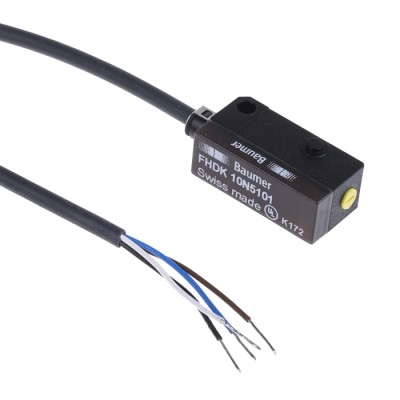 Baumer Diffuse Photoelectric Sensor Block Style, 20 mm to 120 mm Detection Range, NPN Output, IP65 Rated FHDK 10N5101