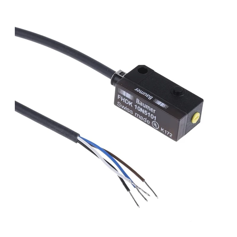 Baumer Diffuse Photoelectric Sensor Block Style, 20 mm to 120 mm Detection Range, NPN Output, IP65 Rated FHDK 10N5101