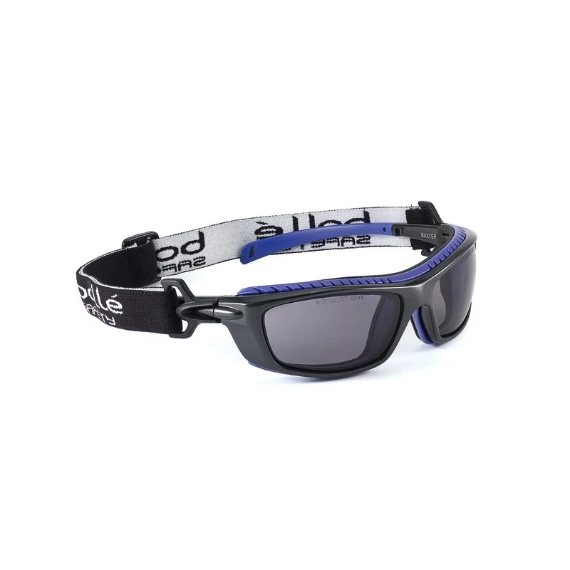 Bolle Safety BAXTER Wraparound Safety Glasses with Anti-Scratch and Anti-Fog Coating, Smoked Polycarbonate Lens BAXPSF