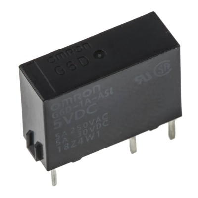 Omron DIN Rail Power Relay 5V DC Coil 5A Switching Current SPST G6D-1A-ASI DC5