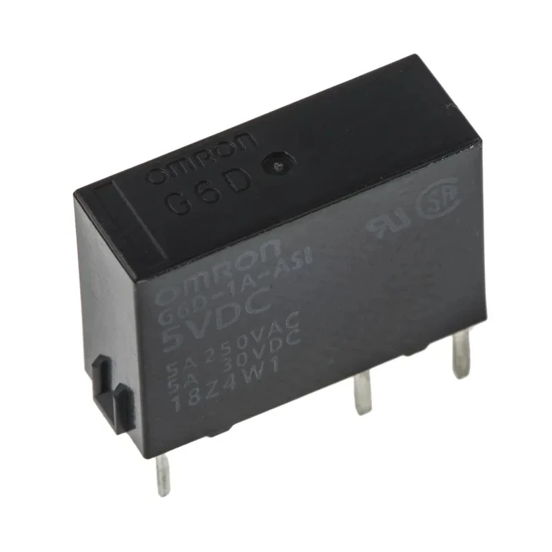 Omron DIN Rail Power Relay 5V DC Coil 5A Switching Current SPST G6D-1A-ASI DC5