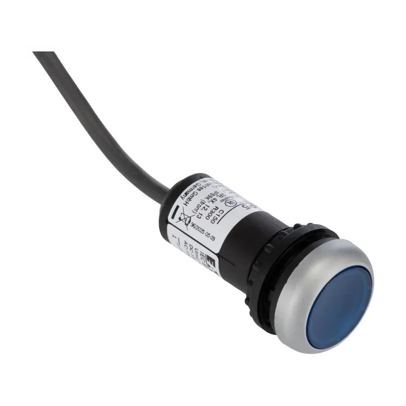 Eaton C22 Series Illuminated Push Button Switch Panel Mount Blue SPST 24V ac/dc 29.7mm Diameter 181298 C22-DL-B-K10-24-P5