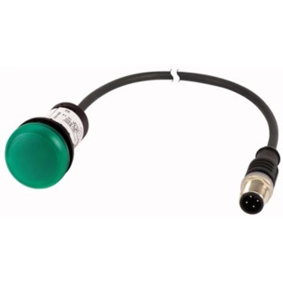 Eaton Panel Mount Green LED Indicator, Round, 22 mm Cutout, 24 V AC/DC, IP67 IP69K, LED Lamp, Quick 181139 C22-L-G-24-P5
