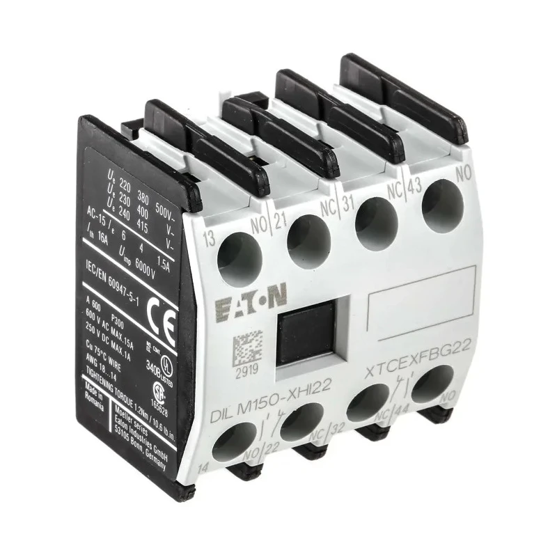 Eaton Auxiliary Contact 4 Contact 2 NC/2 NO Front Fixing 16 A 220 V DC 500 V AC 277950 DILM150-XHI22