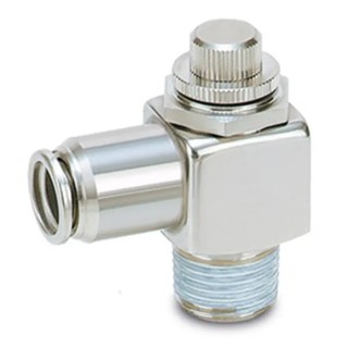 SMC AS220 Series Stainless Steel Speed Controller, Inlet Male Threaded M5, Outlet Female Push-in R 6 mm AS220
