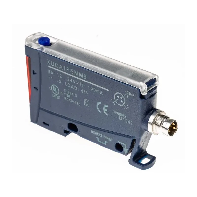 Telemecanique Sensors Plastic Fibre Optic Sensor PNP Output IP65 24V dc XUDA1PSMM8