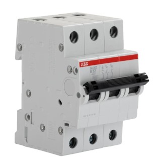 ABB System Pro M Compact S200 Miniature Circuit Breaker, 3-Pole, 1A Current, Type K, 440V AC, 110V 2CDS253001R0217 S203-K1