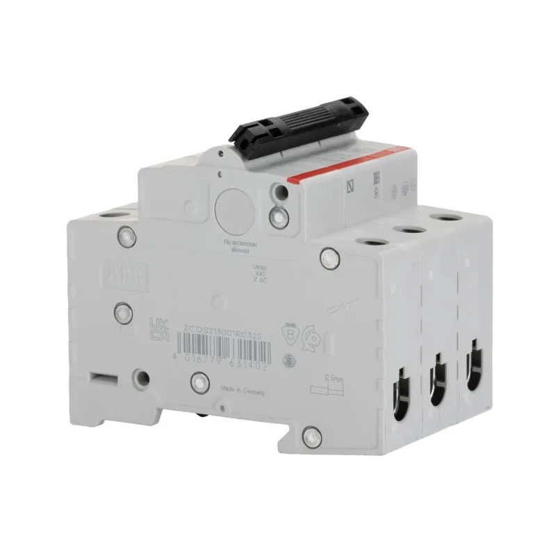 ABB System Pro M Compact S200 Miniature Circuit Breaker, 3-Pole, 1A Current, Type K, 440V AC, 110V 2CDS253001R0217 S203-K1
