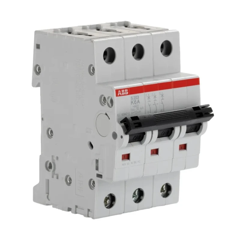 ABB System Pro M Compact S200 Miniature Circuit Breaker 3-Pole 6A Type K 440V AC 110V DC 20 kA 2CDS253001R0377 S203-K6