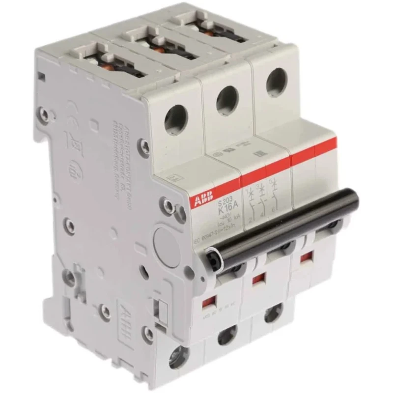 ABB System Pro M Compact S200 Miniature Circuit Breaker, 3-Pole, 16A, Type K, 440V AC, 20 kA 2CDS253001R0467 S203-K16