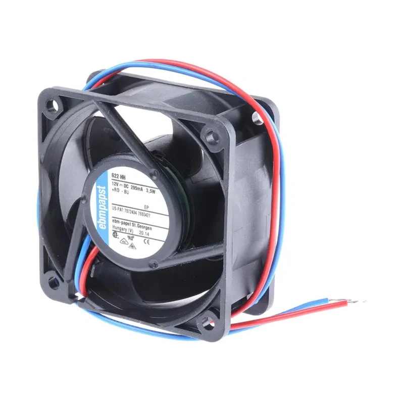 ebm-papst 620 Series High Pressure Axial Fan, 12V DC, 3.5 W, 8200 RPM, 56 m³/h Airflow, 60mm Frame 622HH