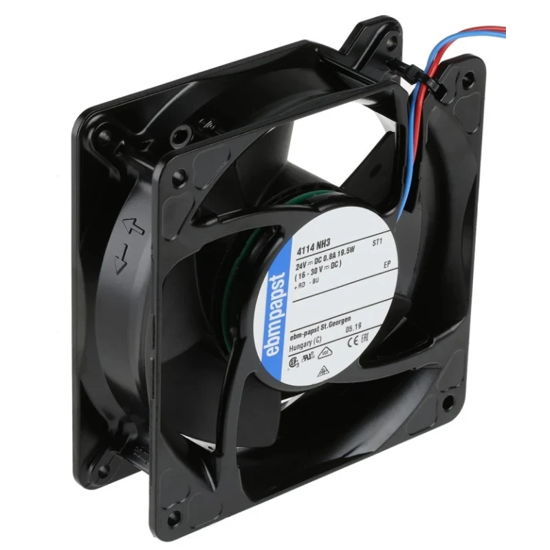 ebm-papst 4100 NH3 S-Force Series Axial Fan 24V DC 19.5W 310m³/h 812mA 119mm Frame 6000 RPM 4114NH3