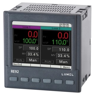 Lumel Panel Mount PID Temperature Controller 6 Inputs, 3 Outputs Relay, 253V AC/DC On-Off RE92