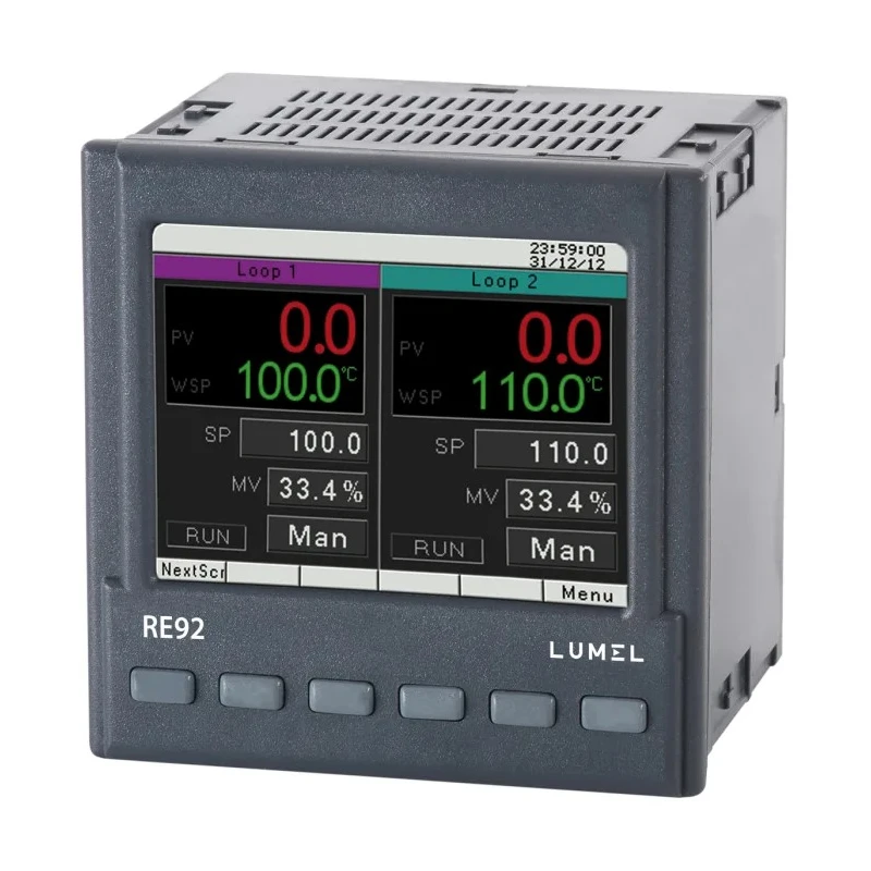 Lumel Panel Mount PID Temperature Controller 6 Inputs, 3 Outputs Relay, 253V AC/DC On-Off RE92