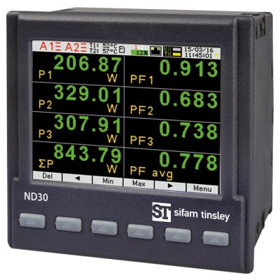 Sifam Tinsley 3 Phase Electrical TFT LCD Energy Meter 96mm Cutout ND30 - 12200U0