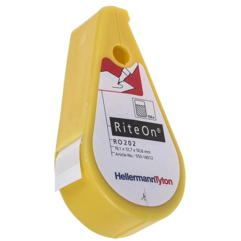 HellermannTyton RiteOn Cable Marker Kit, Self-Laminating Vinyl Labels, White, 50.8mm x 550-14010 SPRO200-1401-WH-1401-CL/WH