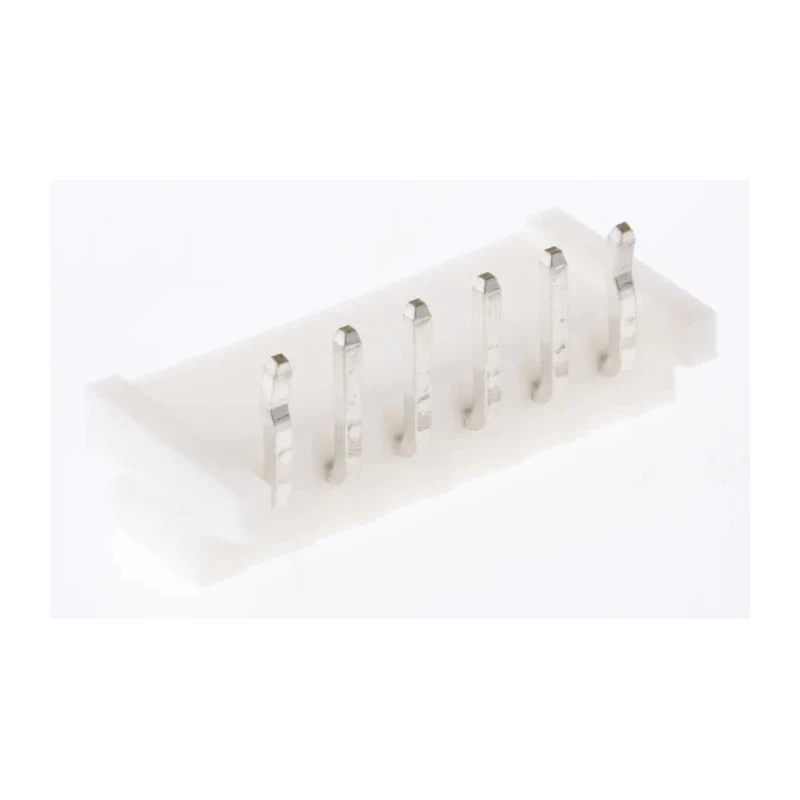 JST EH Series Right Angle Through Hole PCB Header 6 Contacts 2.5 mm Pitch 1 Row Shrouded S6B-EH (LF) (SN)