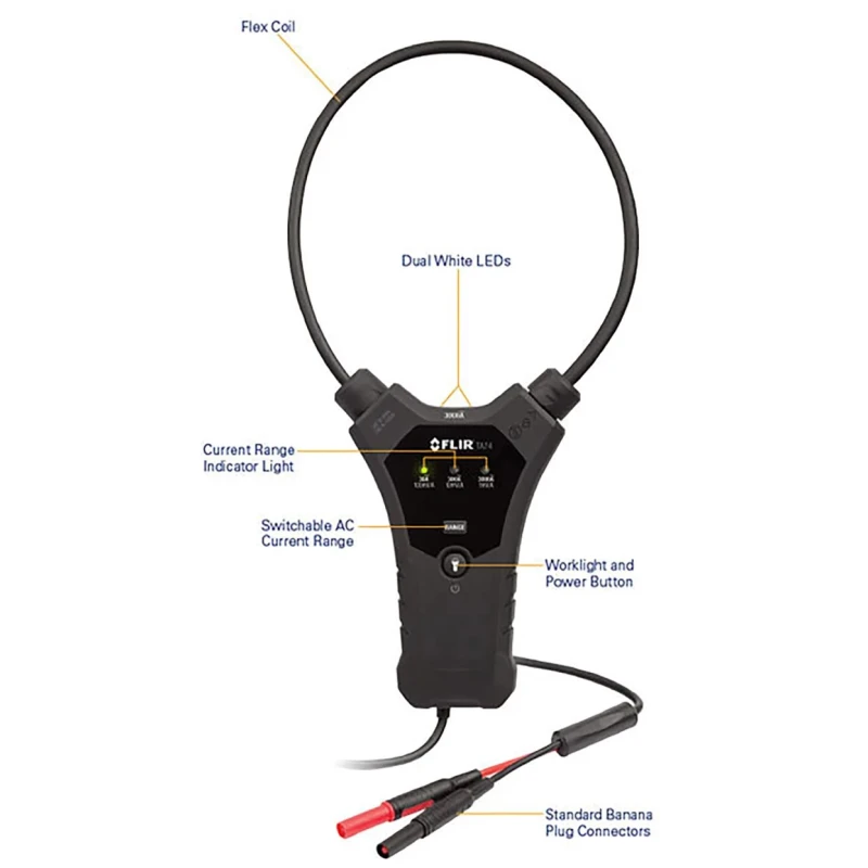 FLIR High Accuracy Current Probe 3 kA AC Max, Voltage Output, 1.9m Cable, 4 mm Plug TA72