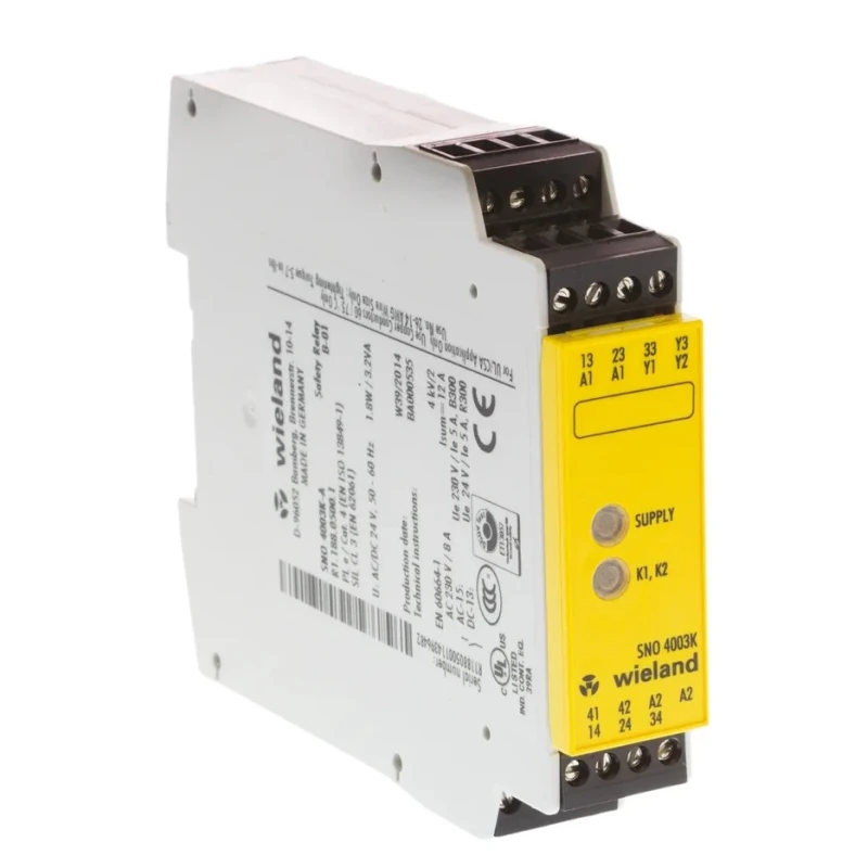 Wieland 24V AC/DC Safety Relay with 3 Safety Contacts and 1 Auxiliary Contact R1.188.0500.1