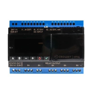 Crouzet em4 Series PLC CPU with 6 Digital and Analogue Inputs, 10 Relay and PWM Outputs, DIN Rail Mount, 24Vdc 88981133
