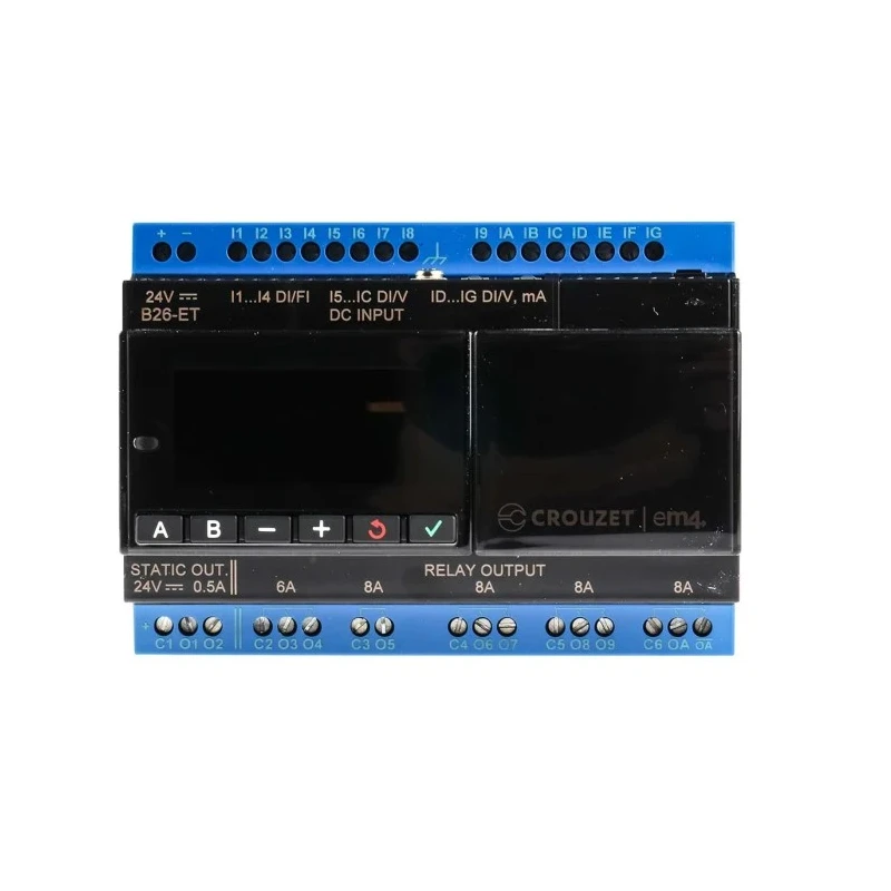 Crouzet em4 Series PLC CPU with 6 Digital and Analogue Inputs, 10 Relay and PWM Outputs, DIN Rail Mount, 24Vdc 88981133
