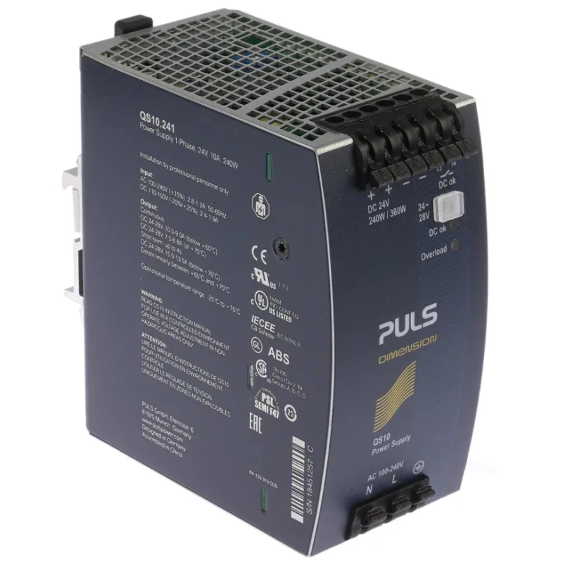 Mean Well DIMENSION Switched Mode DIN Rail Power Supply 240V AC Input 28V DC 10A Output 240W QS10.241