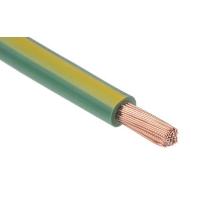 RS PRO Green, Yellow 6 mm² Hook Up Wire, 9 AWG, 80/0.3 mm Strands, 25 m Length, Polyvinyl Chloride Jacket 516-7956