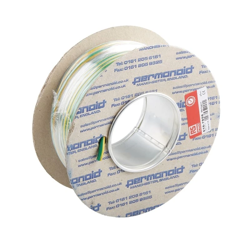 RS PRO Green, Yellow 6 mm² Hook Up Wire, 9 AWG, 80/0.3 mm Strands, 25 m Length, Polyvinyl Chloride Jacket 516-7956