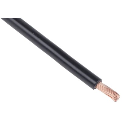 RS PRO Black 10 mm² 7 AWG Hook Up Wire, 72/0.4 mm Core Strands, 25 m Length, Polyvinyl Chloride Insulation, 600V 516-7962