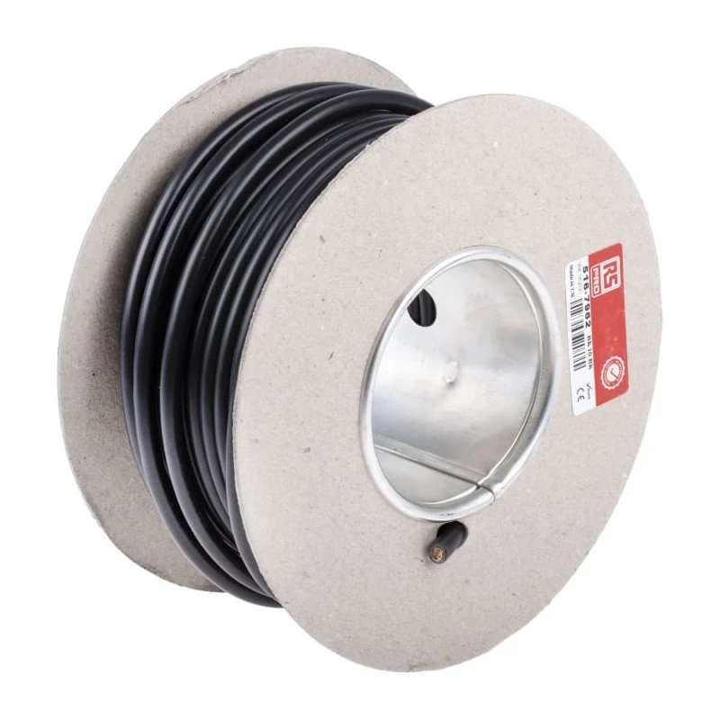 RS PRO Black 10 mm² 7 AWG Hook Up Wire, 72/0.4 mm Core Strands, 25 m Length, Polyvinyl Chloride Insulation, 600V 516-7962