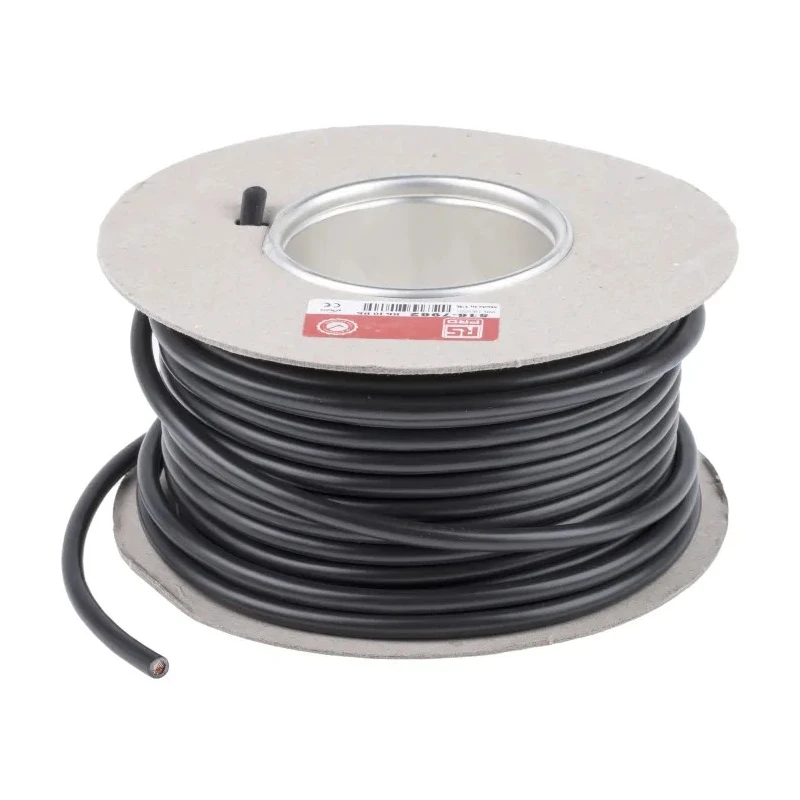 RS PRO Black 10 mm² 7 AWG Hook Up Wire, 72/0.4 mm Core Strands, 25 m Length, Polyvinyl Chloride Insulation, 600V 516-7962
