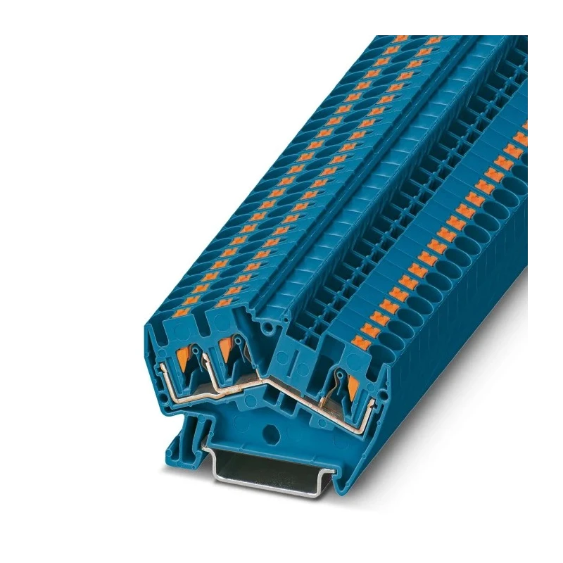 Phoenix Contact Blue PTS 4-TWIN BU Series Feed Through Terminal Block, 1-Level, Push-in, 800V, 32A 3213605