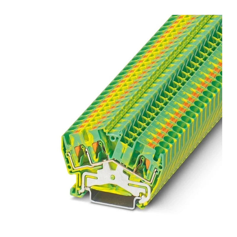 Phoenix Contact PTS 4-TWIN-PE Series Earth Terminal Block Green and Yellow, 3 Positions, 1-Level, Push-in 3213606