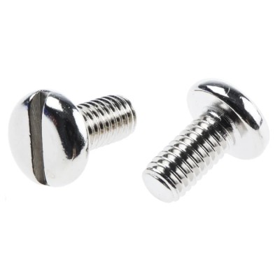 RS PRO Slot Pan Brass Machine Screw 12 mm M6 Nickel Plated DIN 85 516-8280