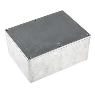 RS PRO Silver Silver Lid Die Cast Aluminium Enclosure, IP67, 76.3 mm x 165.8 mm x 127.3 mm IP67