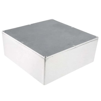RS PRO Silver Silver Lid Die Cast Aluminium Enclosure IP66 100 mm x 250 mm x 250 mm IP66