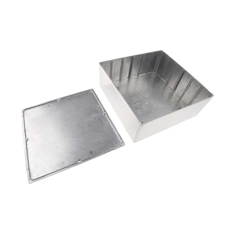 RS PRO Silver Silver Lid Die Cast Aluminium Enclosure IP66 100 mm x 250 mm x 250 mm IP66