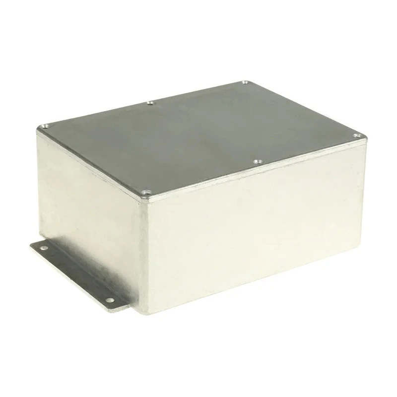 RS PRO Flanged Shielded Silver Lid Die Cast Aluminium Enclosure 76.3 mm x 194.8 mm x 127.4 mm 517-3765