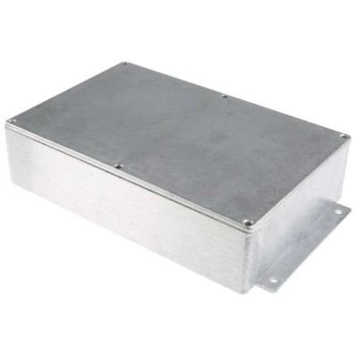 RS PRO Flanged Silver Lid Die Cast Aluminium Enclosure, IP54, 55.5 mm x 252 mm x 146.1 mm IP54