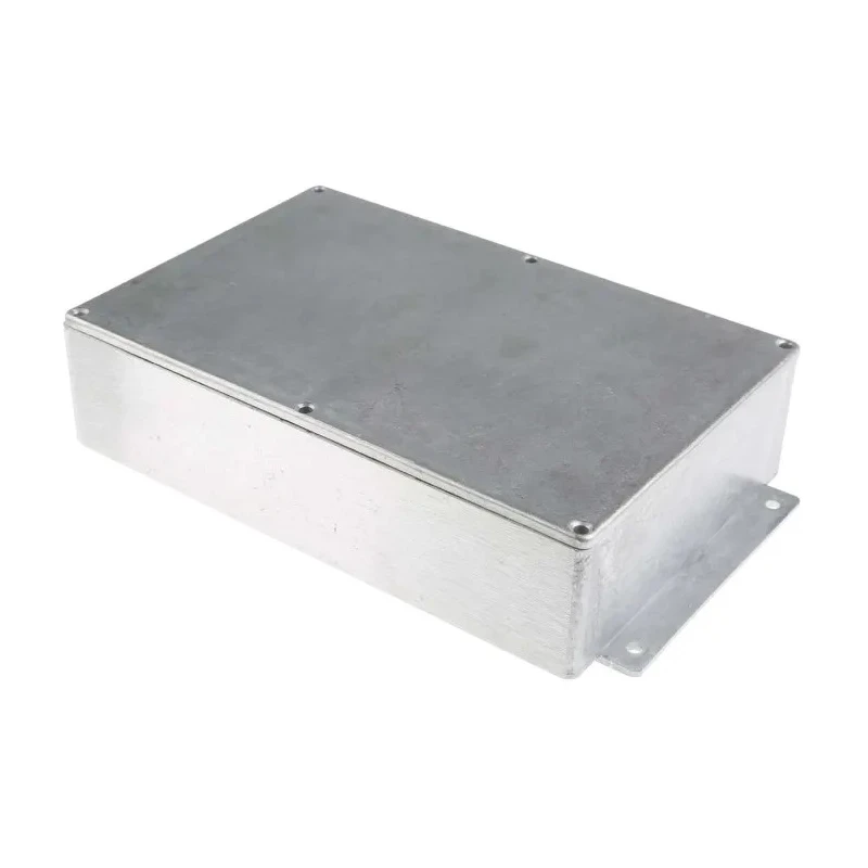 RS PRO Flanged Silver Lid Die Cast Aluminium Enclosure, IP54, 55.5 mm x 252 mm x 146.1 mm IP54