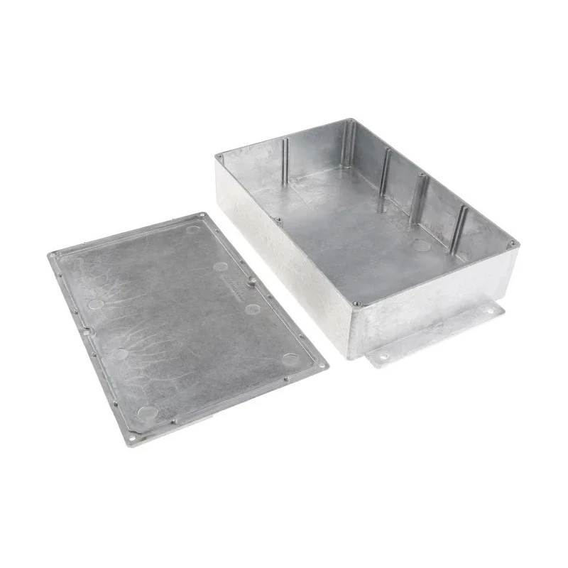 RS PRO Flanged Silver Lid Die Cast Aluminium Enclosure, IP54, 55.5 mm x 252 mm x 146.1 mm IP54
