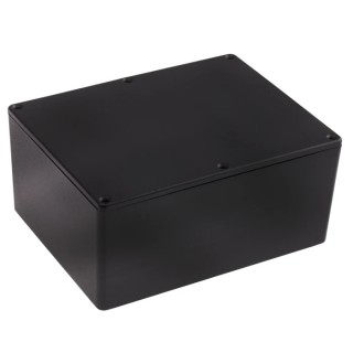 RS PRO Black Black Lid Die Cast Aluminium Enclosure 76.3 mm x 165.8 mm x 127.3 mm 517-3995