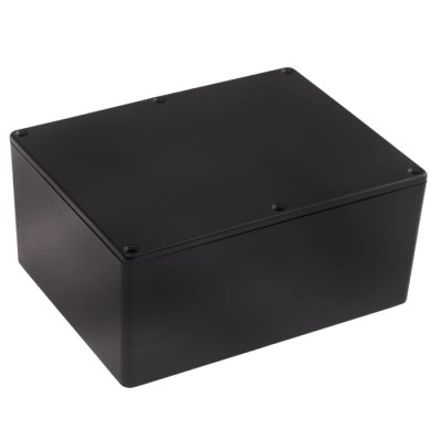RS PRO Black Black Lid Die Cast Aluminium Enclosure 76.3 mm x 165.8 mm x 127.3 mm 517-3995