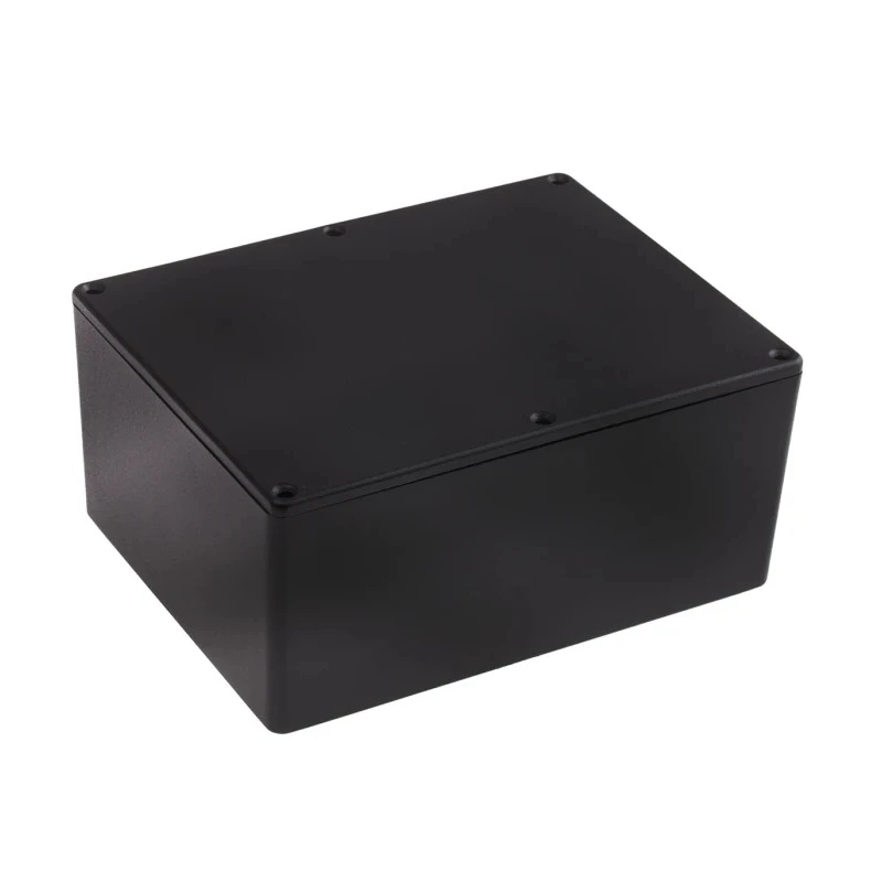 RS PRO Black Black Lid Die Cast Aluminium Enclosure 76.3 mm x 165.8 mm x 127.3 mm 517-3995