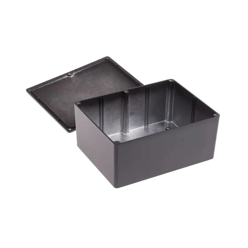 RS PRO Black Black Lid Die Cast Aluminium Enclosure 76.3 mm x 165.8 mm x 127.3 mm 517-3995