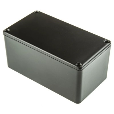 RS PRO Black Black Lid Die Cast Aluminium Enclosure 55.1 mm x 114.4 mm x 63.7 mm 517-4049